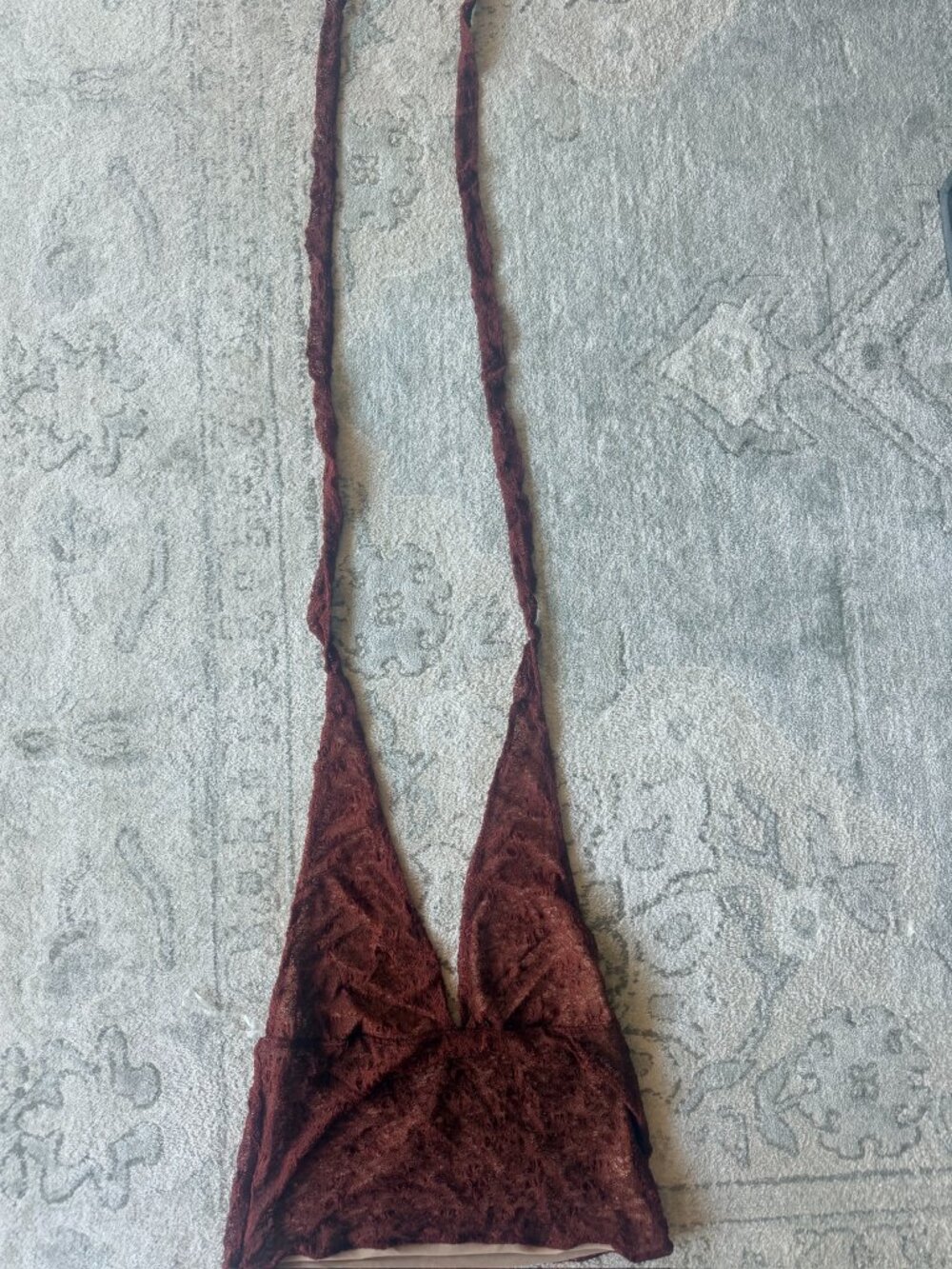 Meshki Asher Sheer Lace Halter Top Chilli M